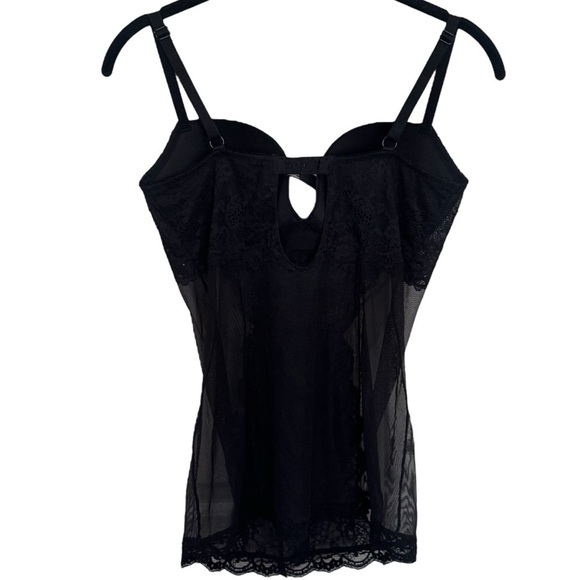 Victoria’s Secret Black Rhinestone Sheer Lacey Padded Lingerie Teddy Size 36C - Picture 5 of 10